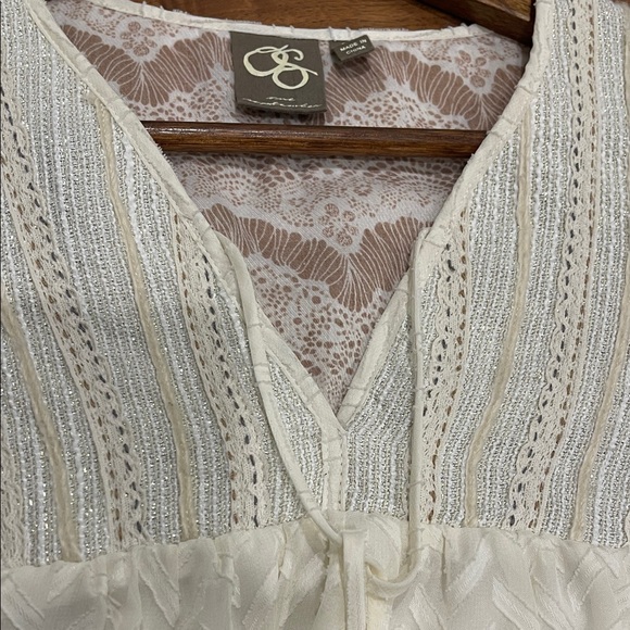 One September Anthropologie Cream Sheer Lace Blouse - Picture 6 of 8